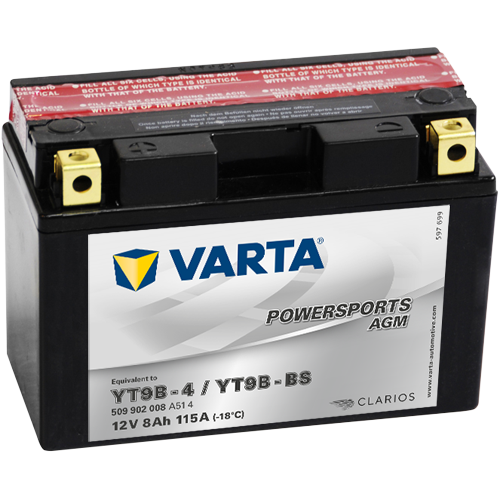 Motobaterie Varta Powersports AGM 8Ah, 12V, 509 902 008, YT9B-4 / YT9B-BS