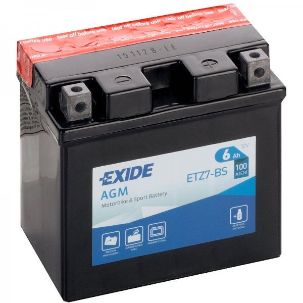 Motobaterie Exide Bike AGM 6Ah, 12V, ETZ7-BS