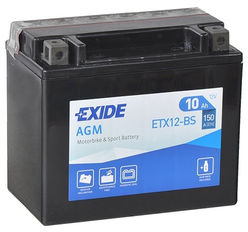 Motobaterie Exide Bike AGM 10Ah, 12V, ETX12-BS