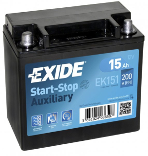 Autobaterie Exide Start-Stop AGM 12V 15Ah 200A, EK151