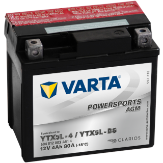 Motobaterie Varta Powersports AGM 4Ah, 12V, 504 012 003, YTX5L-4 / YTX5L-BS
