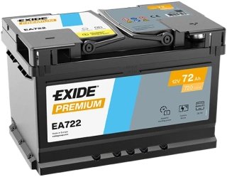 Autobaterie Exide Premium 12V 72Ah 720A, EA722