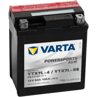 Motobaterie Varta Powersports AGM 6Ah, 12V, 506 014 005, YTX7L-4 / YTX7L-BS