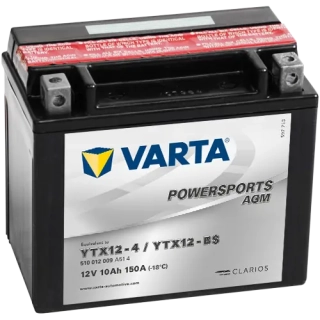 Motobaterie Varta Powersports AGM 10Ah, 12V, 510 012 009, YTX12-4 / YTX12-BS