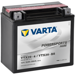 Motobaterie Varta Powersports AGM 18Ah, 12V, 518 902 026, YTX20-4 / YTX20-BS