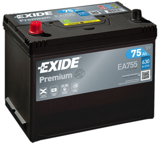 Autobaterie Exide Premium 12V 75Ah 630A, EA755
