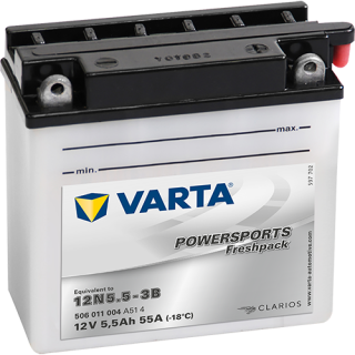 Motobaterie Varta Powersports Freshpack 5,5Ah, 12V, 506 011 004, 12N5,5-3B