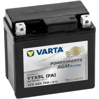 Motobaterie Varta Powersports AGM Active 4Ah, 12V, 504 909 007, YTX5L-4