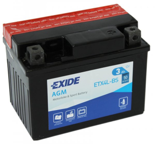 Motobaterie Exide Bike AGM 3Ah, 12V, ETX4L-BS