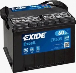 Autobaterie Exide Excell 12V 60Ah 640A, EB608