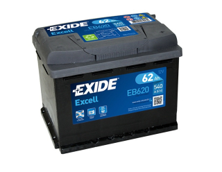 Autobaterie Exide Excell 12V 62Ah 540A, EB620