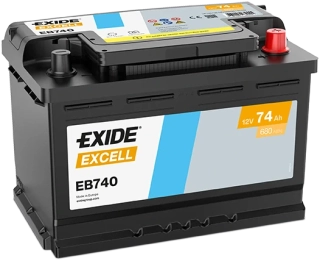 Autobaterie Exide Excell 12V 74Ah 680A, EB740